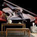 Wall Mural Classical Music - Violin lying on a red scarf on a black background 61378 additionalThumb 4