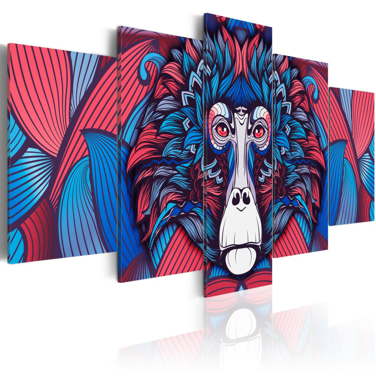 Canvas Print Sad Monkey - emotions of the animal in blue-red colours 91578 additionalImage 2