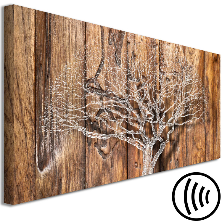 Canvas Print Tree Chronicle (1-part) Narrow - Landscape on Brown Texture 108288 additionalImage 6
