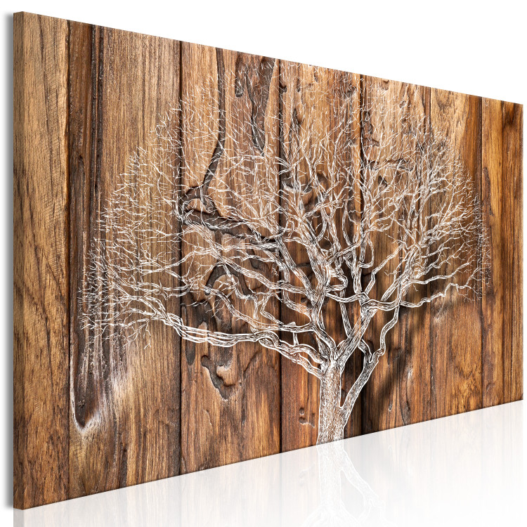Canvas Print Tree Chronicle (1-part) Narrow - Landscape on Brown Texture 108288 additionalImage 2