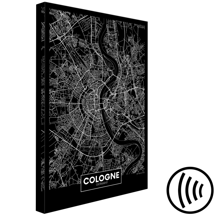 Canvas Art Print Cologne - bird's eye view city map of Germany in black and white 118088 additionalImage 6