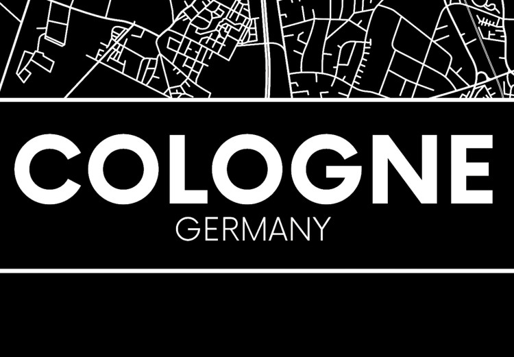 Canvas Art Print Cologne - bird's eye view city map of Germany in black and white 118088 additionalImage 4