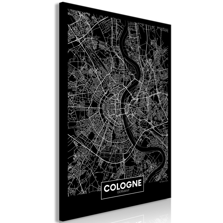 Canvas Art Print Cologne - bird's eye view city map of Germany in black and white 118088 additionalImage 2