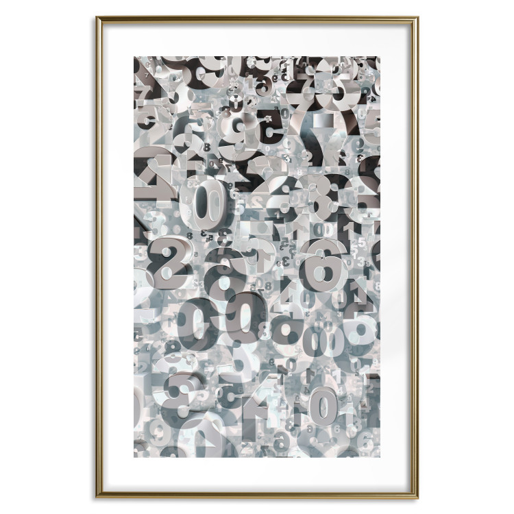 Poster Numerology - black and white industrial abstraction with 3D numbers 118288 additionalImage 14
