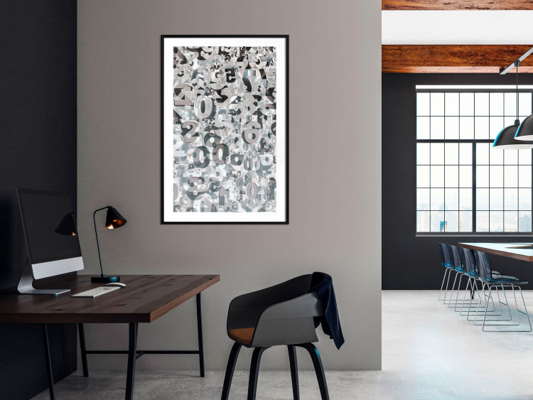 Poster Numerology - black and white industrial abstraction with 3D numbers 118288 additionalImage 4