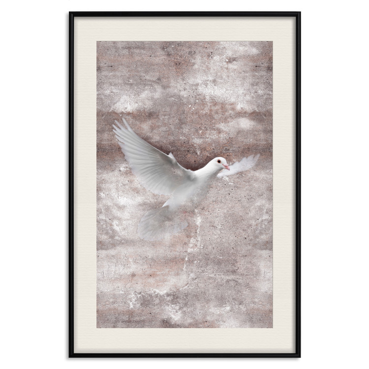 Poster Love Flight - composition with a white bird and a background in shades of brown 118788 additionalImage 19