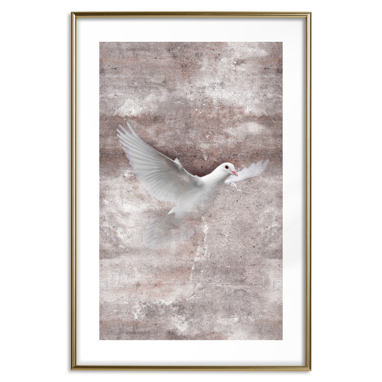 Poster Love Flight - composition with a white bird and a background in shades of brown 118788 additionalImage 20