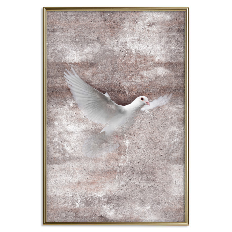 Poster Love Flight - composition with a white bird and a background in shades of brown 118788 additionalImage 26
