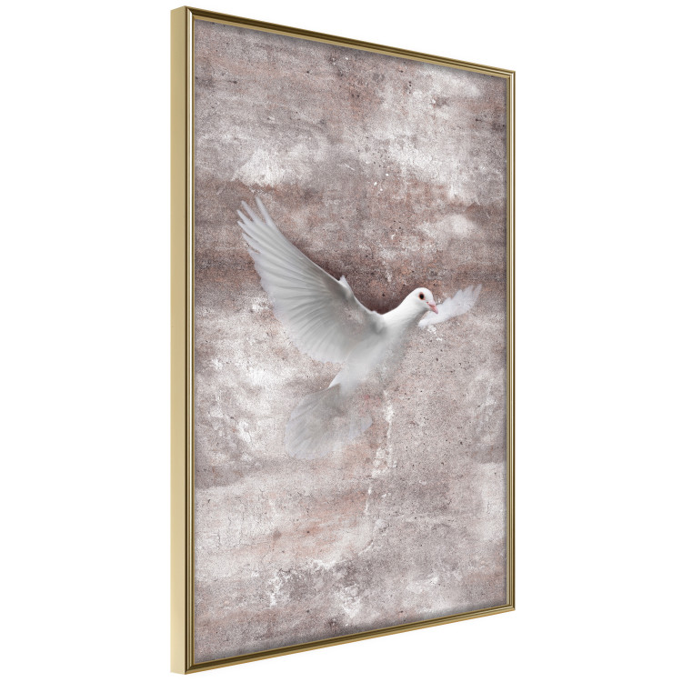 Poster Love Flight - composition with a white bird and a background in shades of brown 118788 additionalImage 14