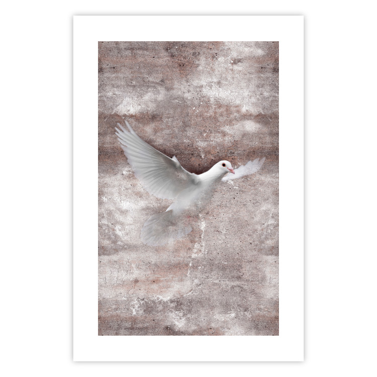 Poster Love Flight - composition with a white bird and a background in shades of brown 118788 additionalImage 22