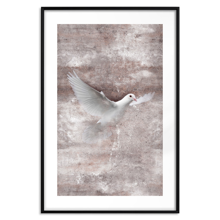 Poster Love Flight - composition with a white bird and a background in shades of brown 118788 additionalImage 27