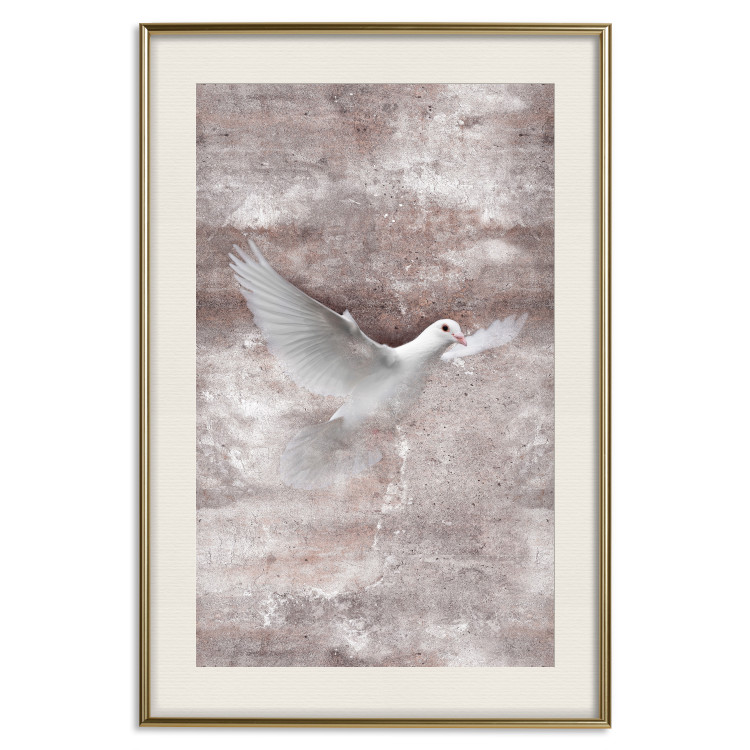 Poster Love Flight - composition with a white bird and a background in shades of brown 118788 additionalImage 21