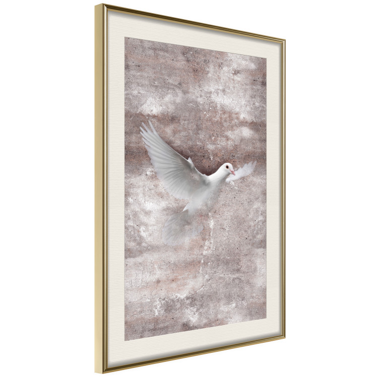 Poster Love Flight - composition with a white bird and a background in shades of brown 118788 additionalImage 2