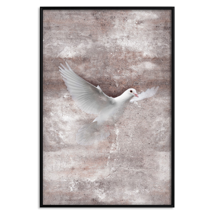 Poster Love Flight - composition with a white bird and a background in shades of brown 118788 additionalImage 25
