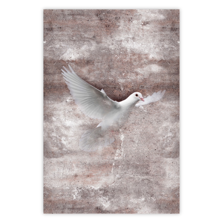 Poster Love Flight - composition with a white bird and a background in shades of brown 118788