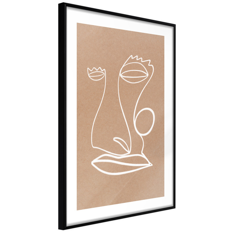 Wall Poster White Portrait - abstraction with delicate line art on a brown background 118988 additionalImage 11