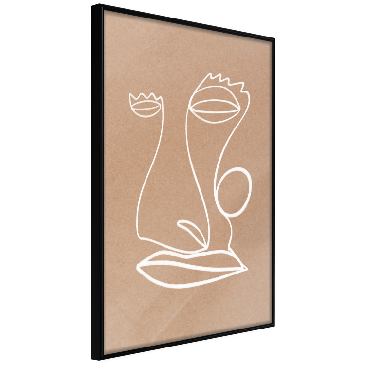 Wall Poster White Portrait - abstraction with delicate line art on a brown background 118988 additionalImage 10