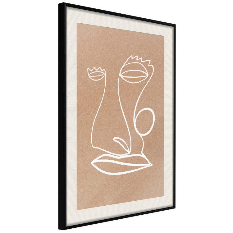 Wall Poster White Portrait - abstraction with delicate line art on a brown background 118988 additionalImage 3