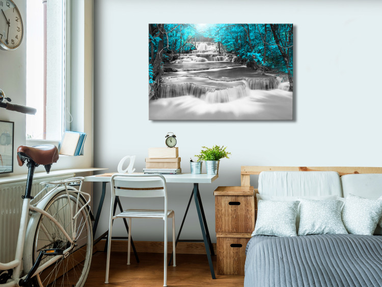 Canvas Print Cascade of Thoughts (1 Part) Wide Turquoise 123188 additionalImage 3