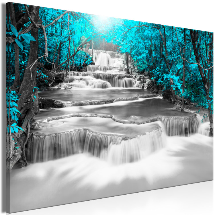 Canvas Print Cascade of Thoughts (1 Part) Wide Turquoise 123188 additionalImage 2
