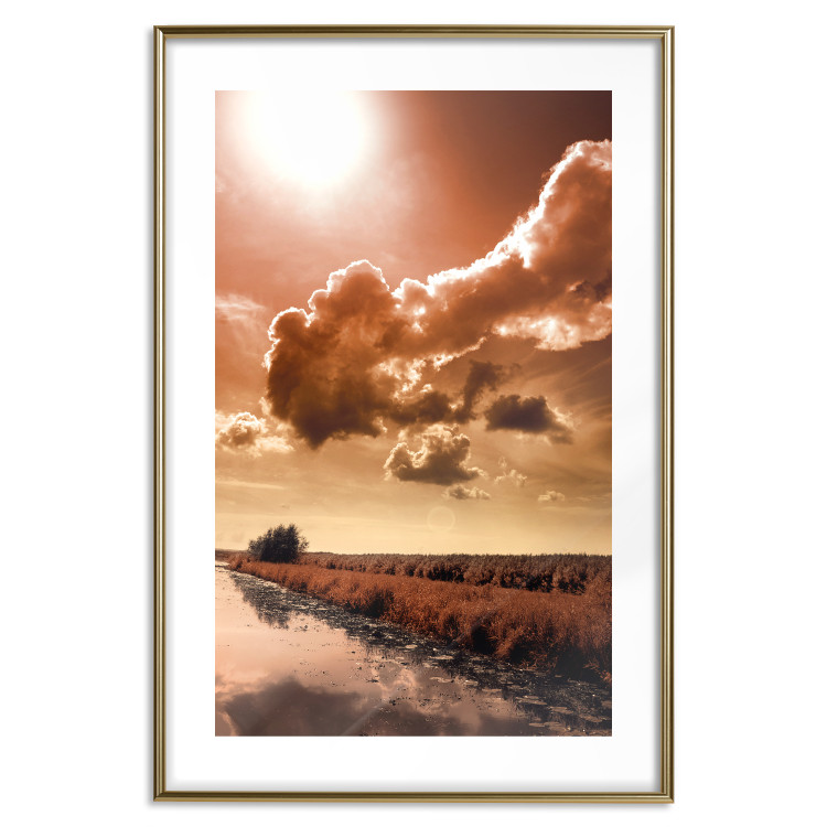 Poster In the Depths of Clouds - field and water path landscape against sky and clouds 124488 additionalImage 14