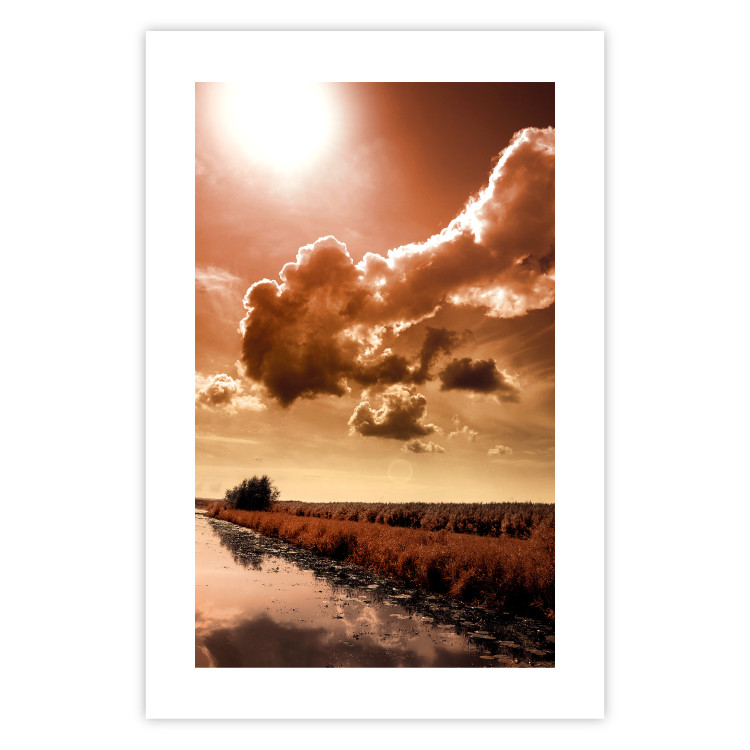Poster In the Depths of Clouds - field and water path landscape against sky and clouds 124488 additionalImage 25