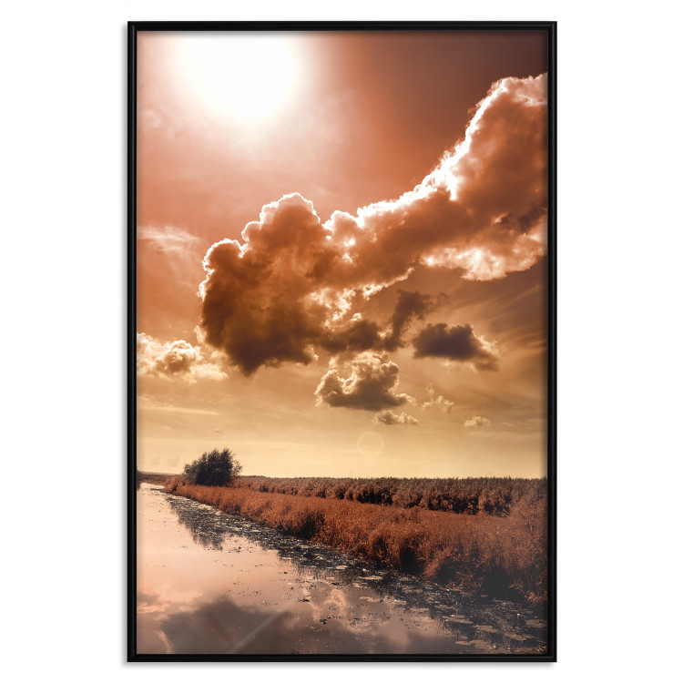 Poster In the Depths of Clouds - field and water path landscape against sky and clouds 124488 additionalImage 18