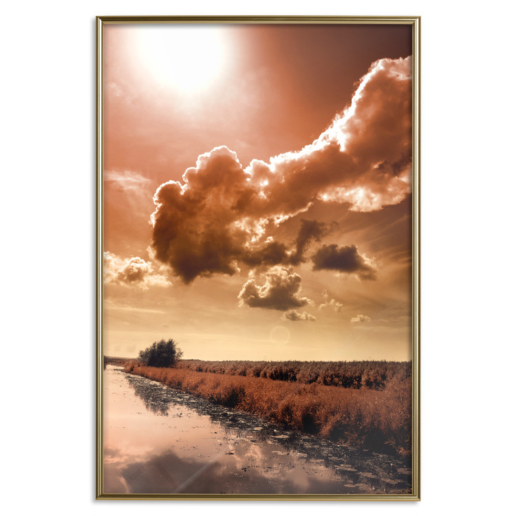 Poster In the Depths of Clouds - field and water path landscape against sky and clouds 124488 additionalImage 16