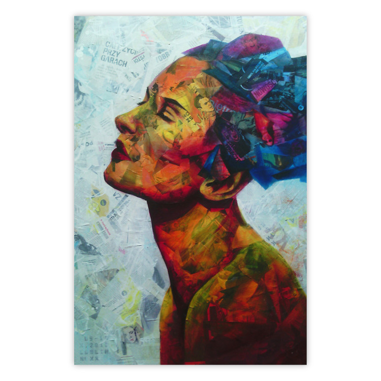 Poster Paper Thoughts - portrait of a colorful woman in a paper composition 126488