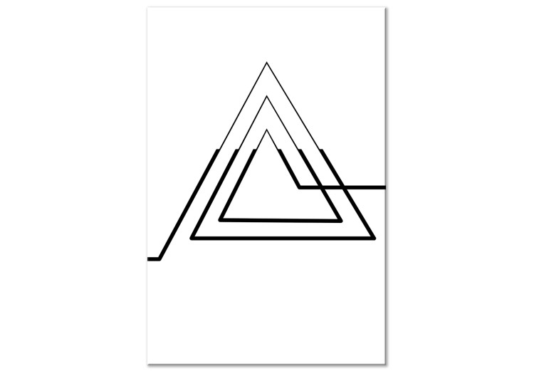 Canvas Triangular recursion - black and white, minimalist composition with a geometric motif 127988