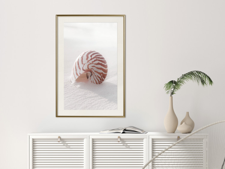 Wall Poster August Shell - maritime composition with a seashell on the sand 129488 additionalImage 22