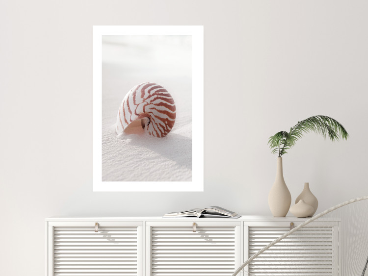 Wall Poster August Shell - maritime composition with a seashell on the sand 129488 additionalImage 3