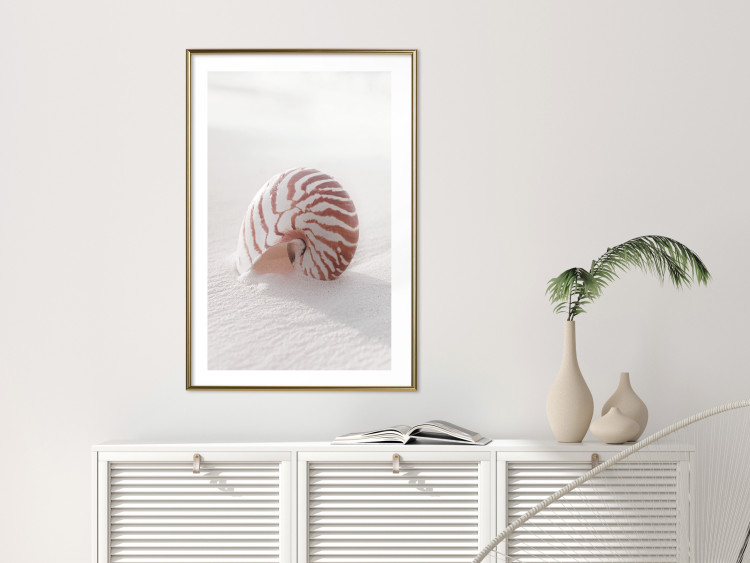 Wall Poster August Shell - maritime composition with a seashell on the sand 129488 additionalImage 15