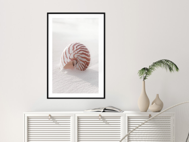 Wall Poster August Shell - maritime composition with a seashell on the sand 129488 additionalImage 23