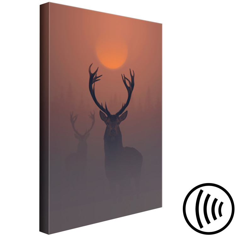 Canvas Print Deer in the Mist (1-piece) Vertical - animal at sunset 129888 additionalImage 6