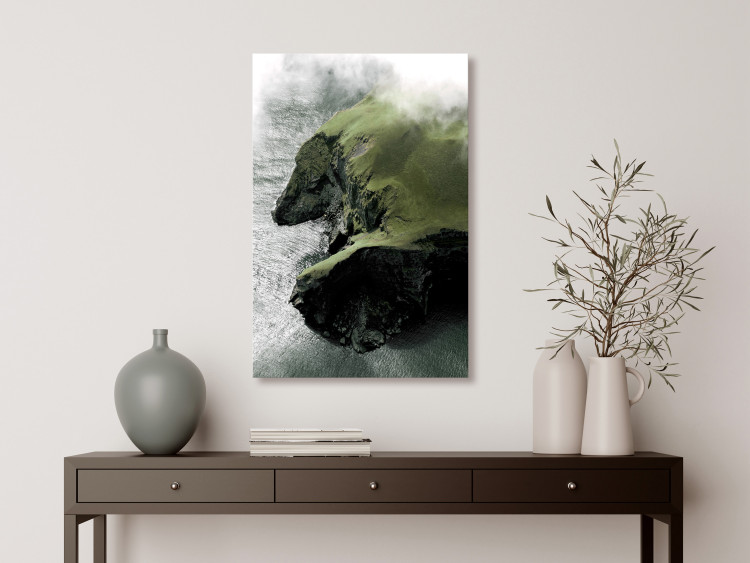 Canvas Art Print Marriage of Sea and Land (1-piece) Vertical - landscape of a misty cliff 130288 additionalImage 3