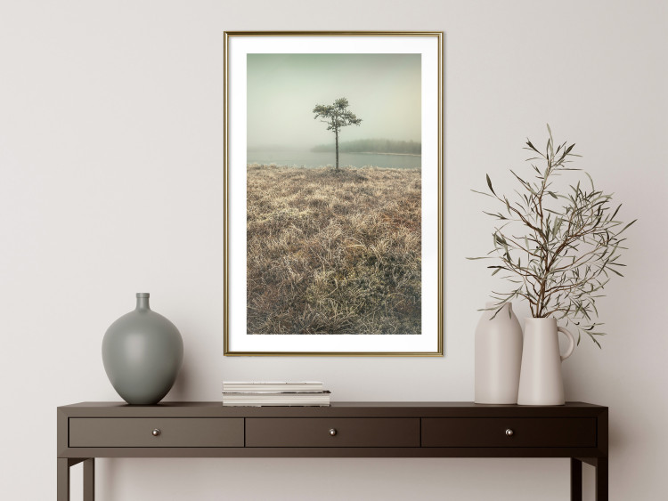 Poster Along the Lake Shore - landscape of grass and a small tree against the water 130388 additionalImage 13