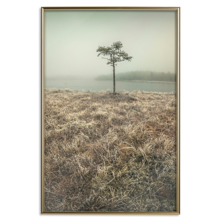 Poster Along the Lake Shore - landscape of grass and a small tree against the water 130388 additionalImage 17