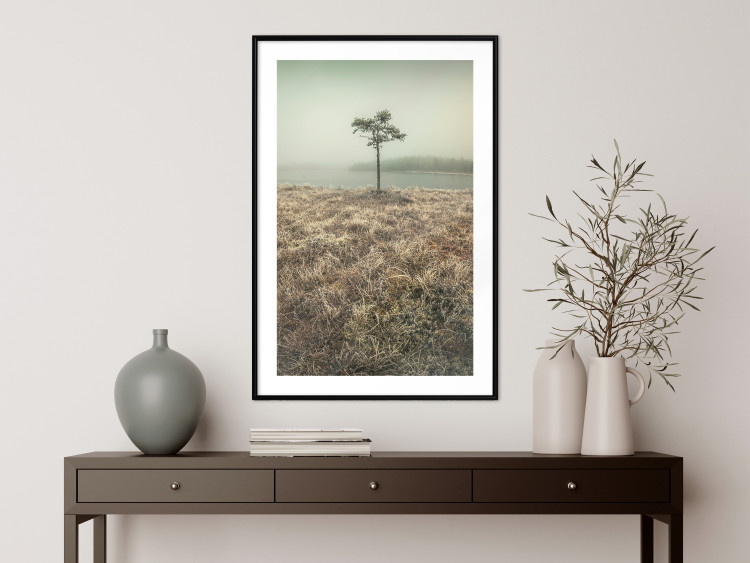 Poster Along the Lake Shore - landscape of grass and a small tree against the water 130388 additionalImage 18