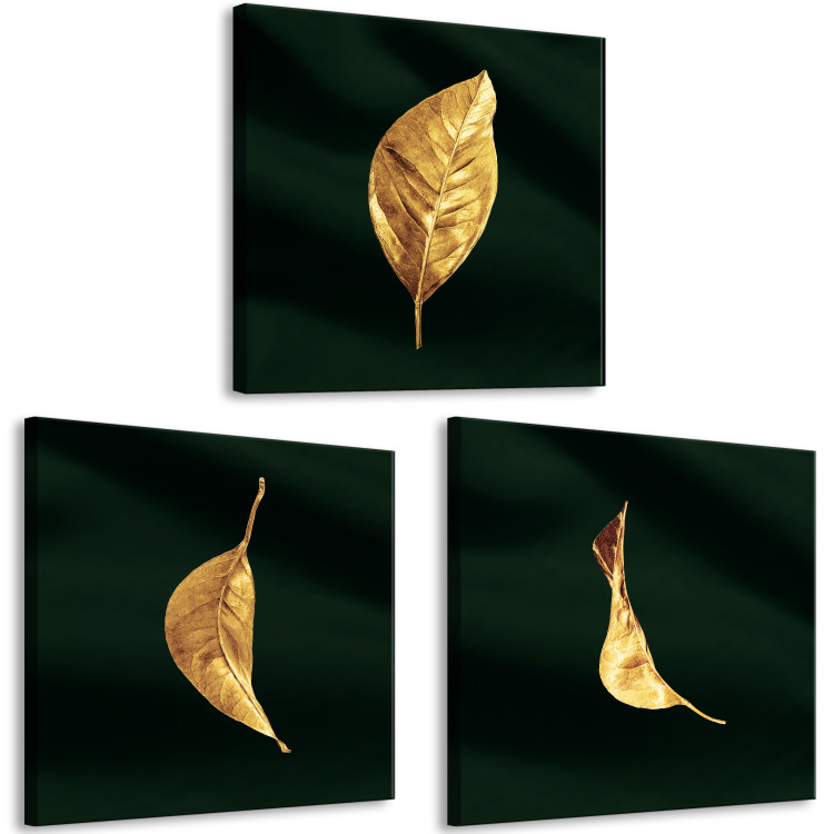 Canvas Art Print Dancing Leaves (3-piece) - landscape of golden plants in glamour style 132088 additionalImage 2