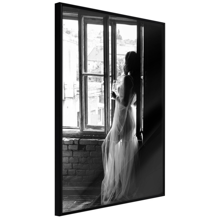 Wall Poster Traveling Memory - black and white landscape of a woman against a window backdrop 132288 additionalImage 11