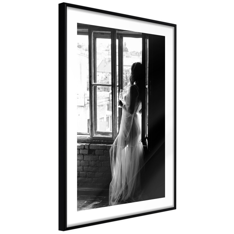 Wall Poster Traveling Memory - black and white landscape of a woman against a window backdrop 132288 additionalImage 8