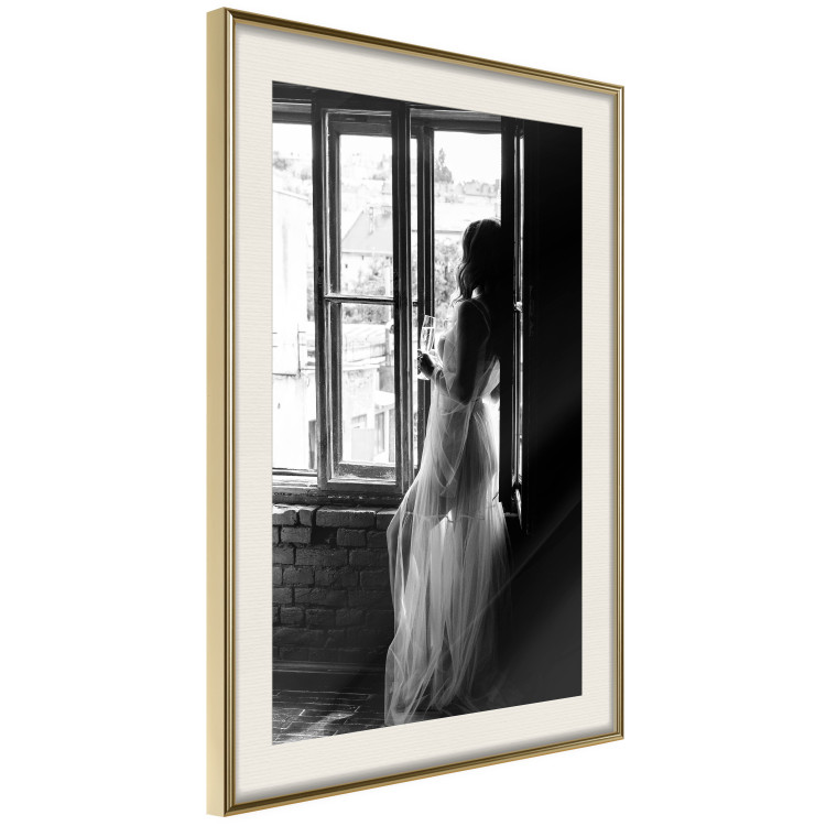 Wall Poster Traveling Memory - black and white landscape of a woman against a window backdrop 132288 additionalImage 3