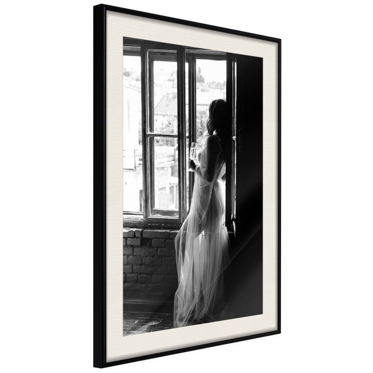 Wall Poster Traveling Memory - black and white landscape of a woman against a window backdrop 132288 additionalImage 2