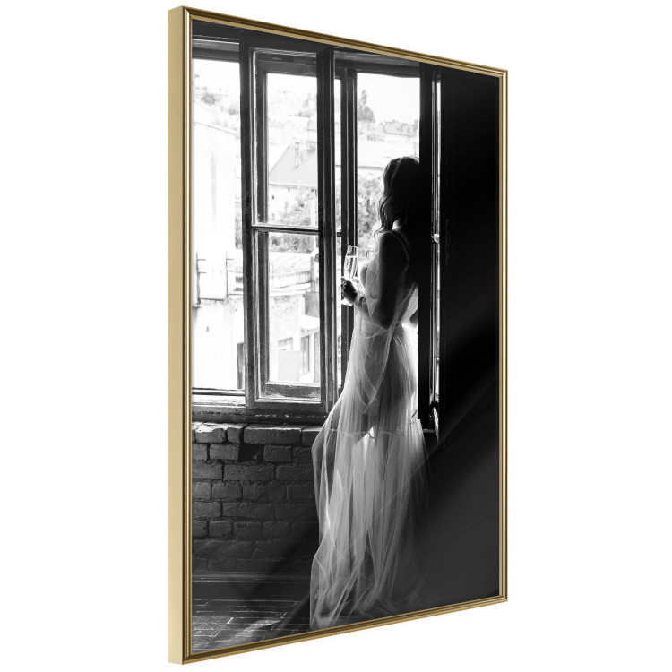 Wall Poster Traveling Memory - black and white landscape of a woman against a window backdrop 132288 additionalImage 12