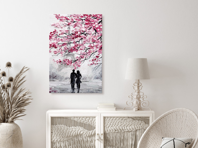Canvas April in Paris (1-piece) Vertical - couple with Eiffel Tower background 135088 additionalImage 3