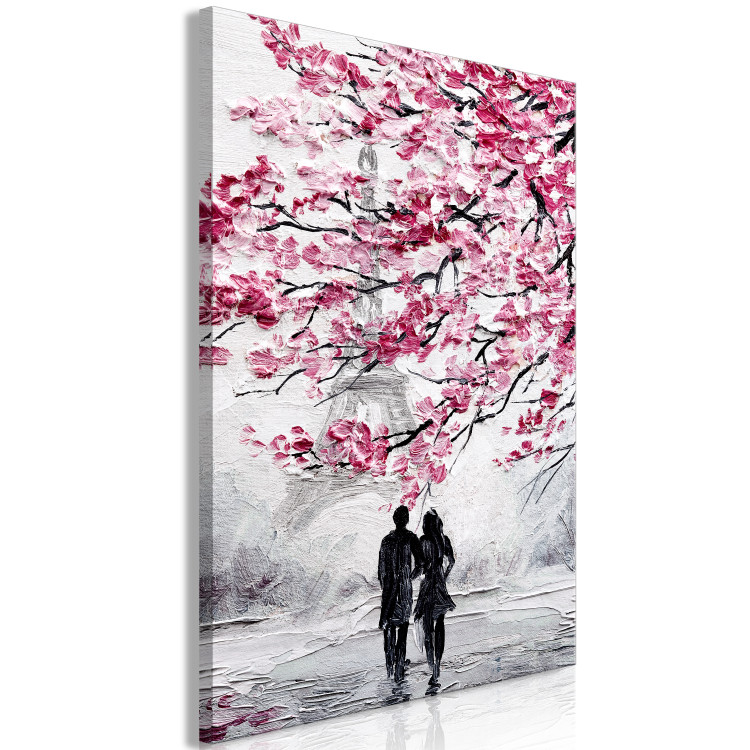 Canvas April in Paris (1-piece) Vertical - couple with Eiffel Tower background 135088 additionalImage 2