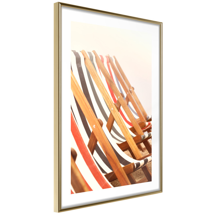 Poster Sunny Bathing - summer composition with colorful beach loungers 135888 additionalImage 2