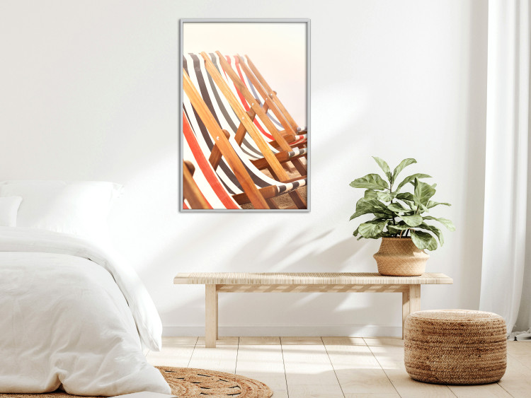 Poster Sunny Bathing - summer composition with colorful beach loungers 135888 additionalImage 9