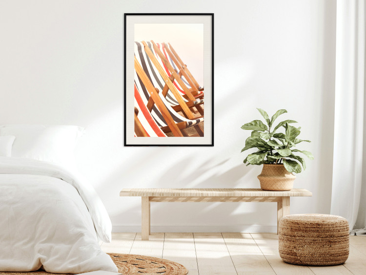 Poster Sunny Bathing - summer composition with colorful beach loungers 135888 additionalImage 24